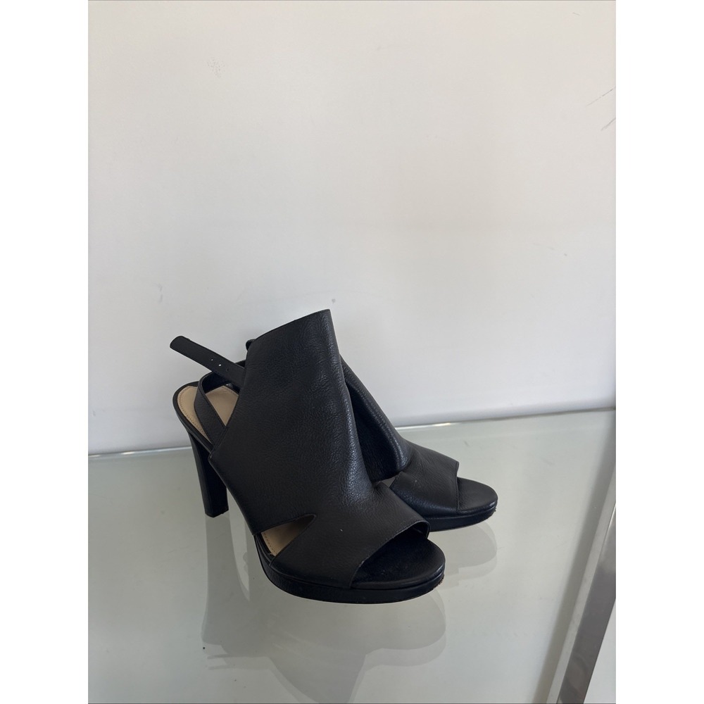 VINCE CAMUTO Women Size 8.5M Black Leather Open Toe Cut Out High Heel Shoes